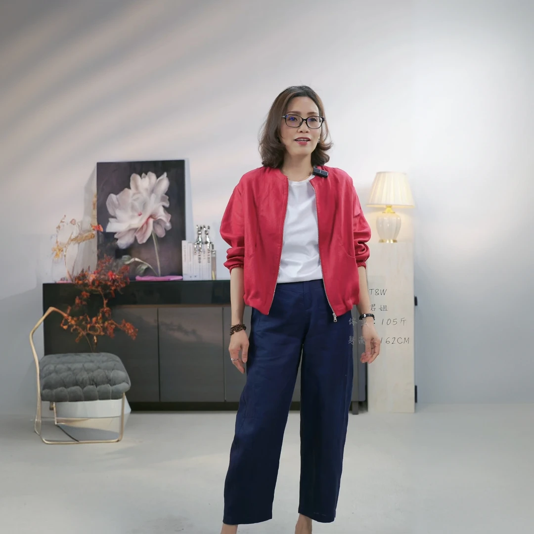 (100亚麻九分裤）时尚女士百搭简约新款纯色裤春夏宽松阔腿夏季