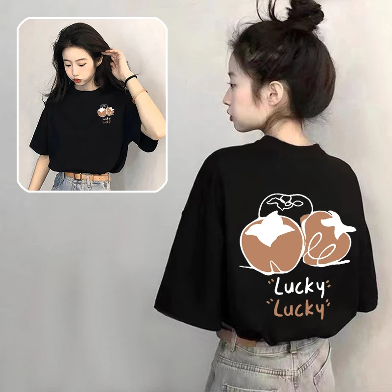 黑色t恤女短袖宽松纯棉2025年新款夏季大码中长休闲百搭半袖上衣