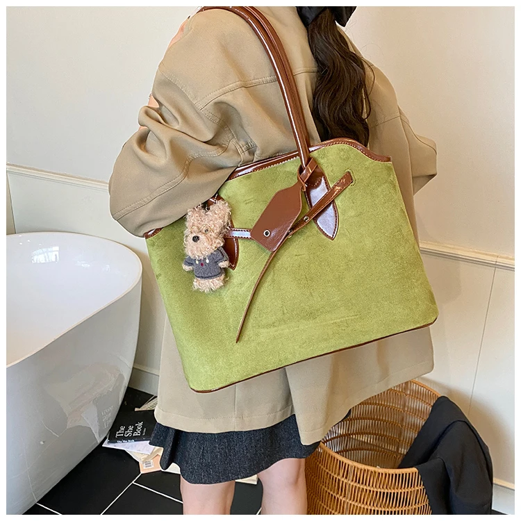 秋冬季复古大容量女士单肩托特包包磨砂休闲个性通勤时尚手提包