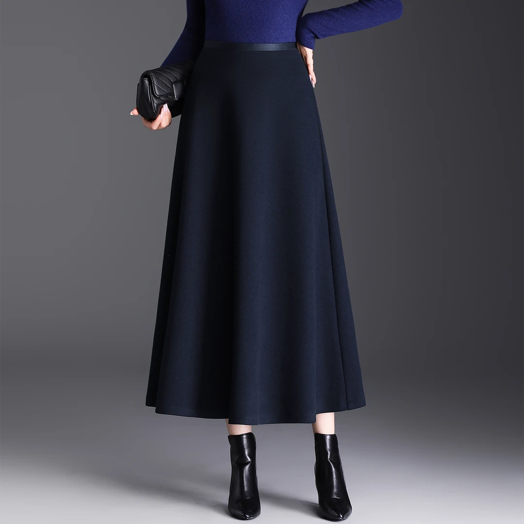 灰色毛呢a字半身裙女2025新款秋冬气质长裙高腰显瘦黑色裙子半裙