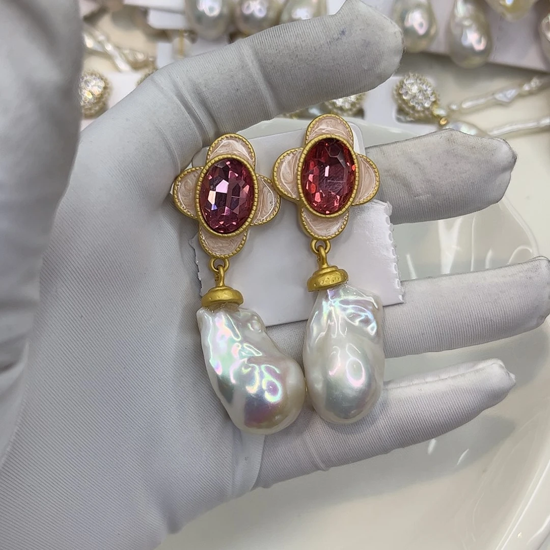 合金淡水珍珠耳饰