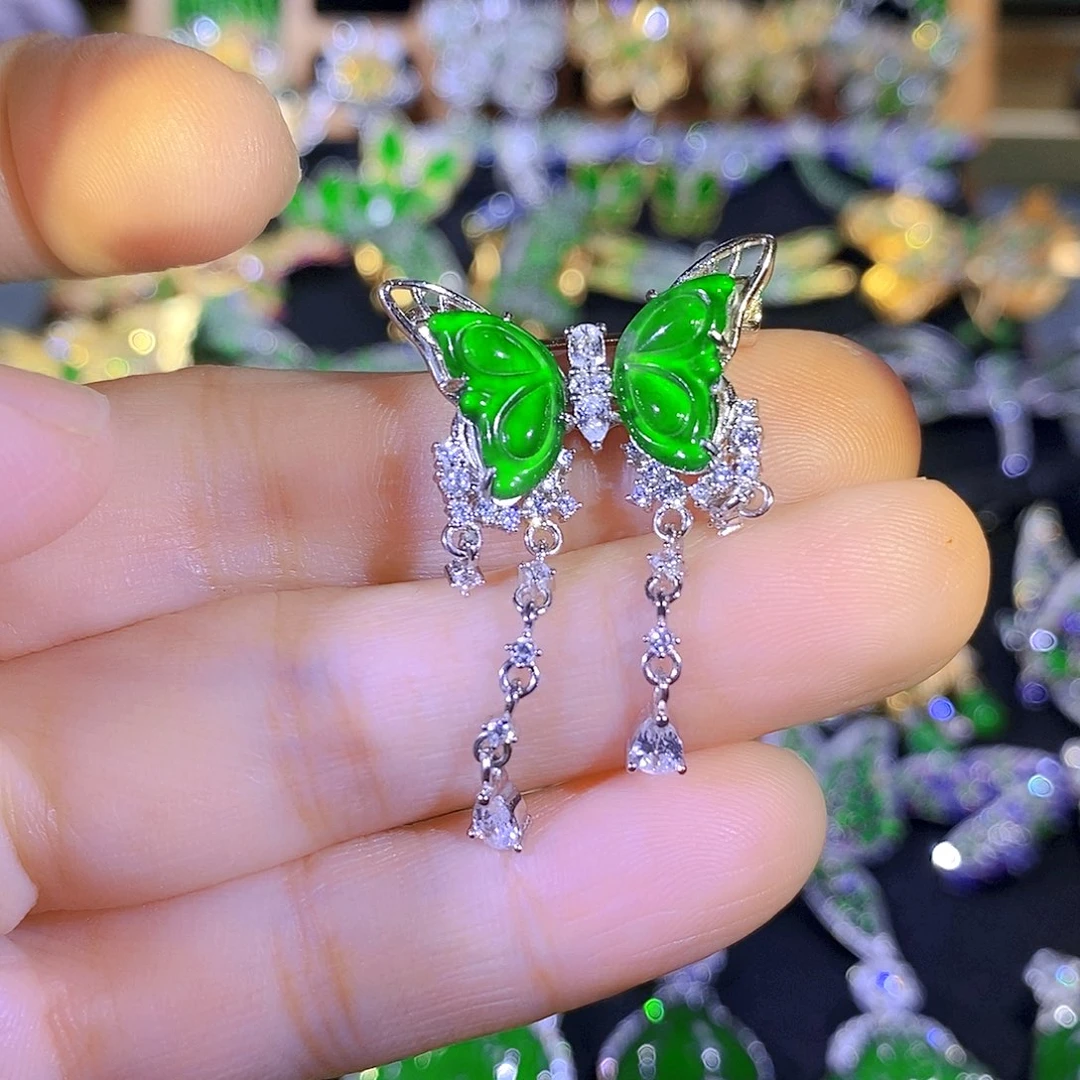 吊坠(不含链)银S925镶嵌翡翠