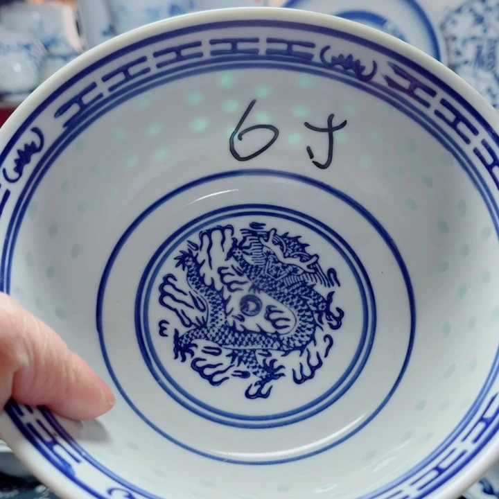 青花玲珑6寸面碗龙纹