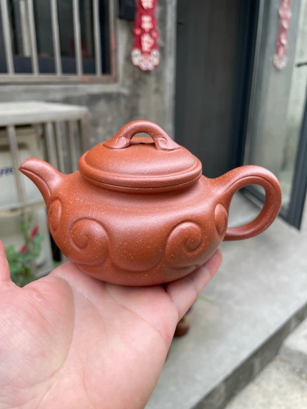 宜兴紫砂壶，仿古如意，黄降坡，半手工制作，容量230cc