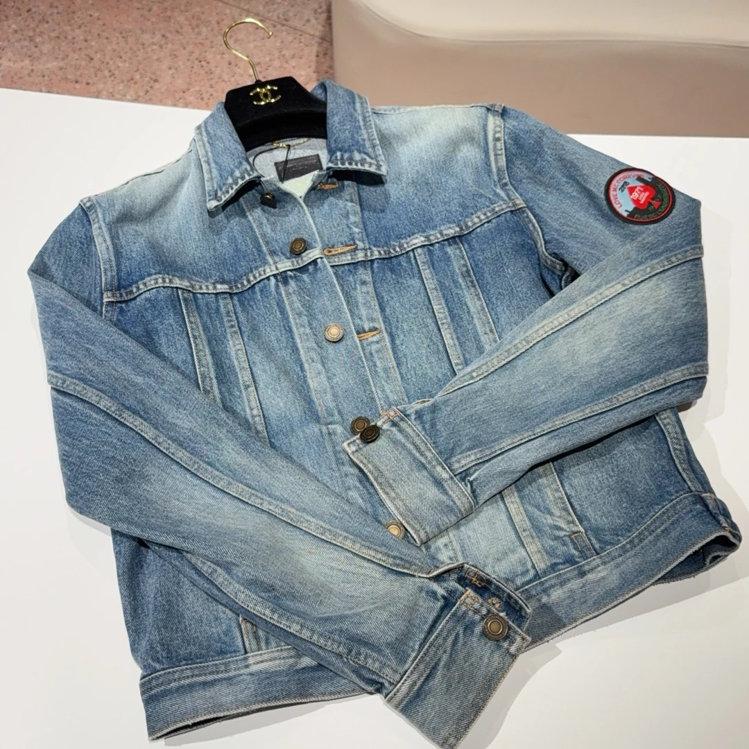 95新 YSL/圣罗兰 SAINT LAURENT蓝色牛仔外套 女款 S码 董洁同款