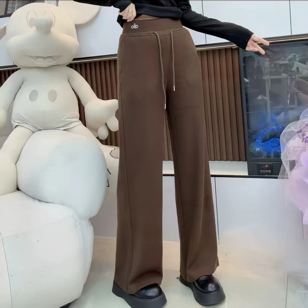 秋冬加绒显瘦女直筒拖到裤百搭洋气高腰显瘦保暖宽松女休闲阔腿裤