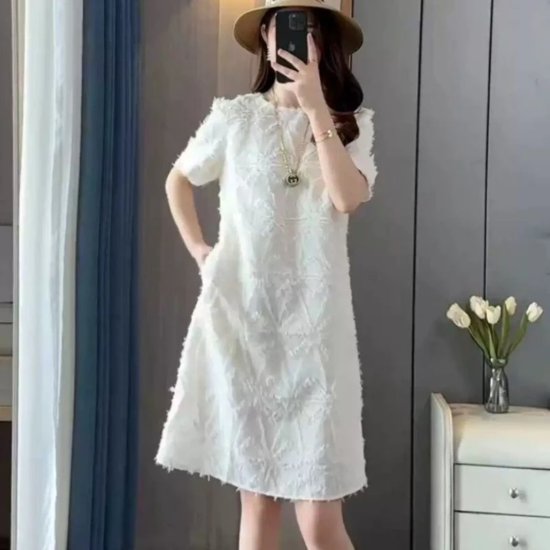 高级爆款连衣裙女装2025夏季新款中长裙法式今年流行a字蕾丝裙子