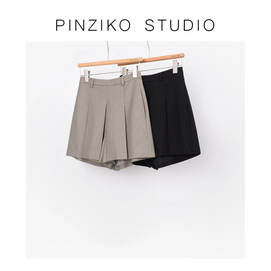 【PINZIKO】夏洛克~小个子A字西装阔腿裤高腰气质夏季短裤TJF020