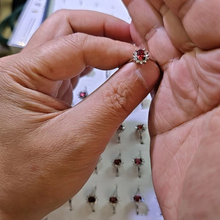 石榴石戒指银S925镶嵌85568536988
