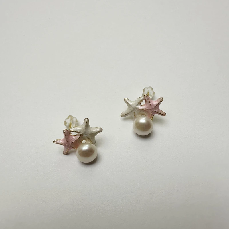 白珠约6mm海星耳钉
