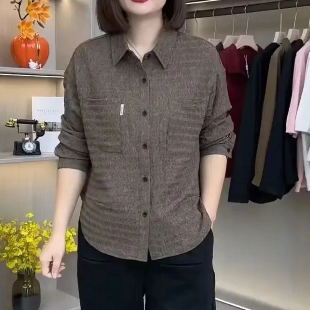 2025秋季新款纯色简约减龄女洋气宽松显瘦百搭气质衬衫871