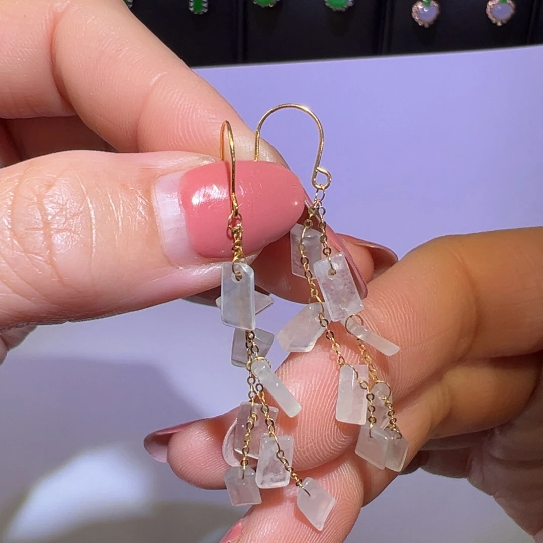 翡翠颈饰18K金镶嵌耳环