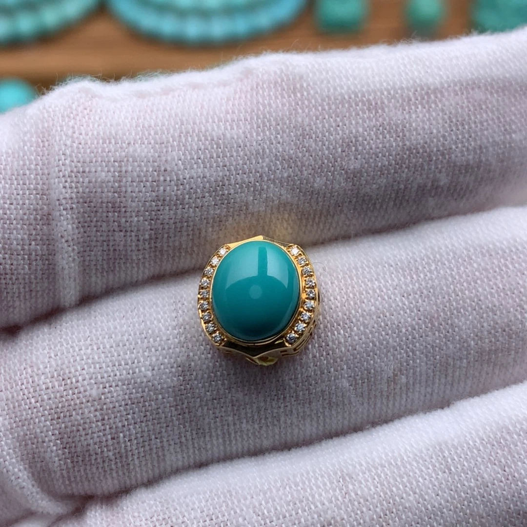 绿松石18K金镶嵌珠宝奇石