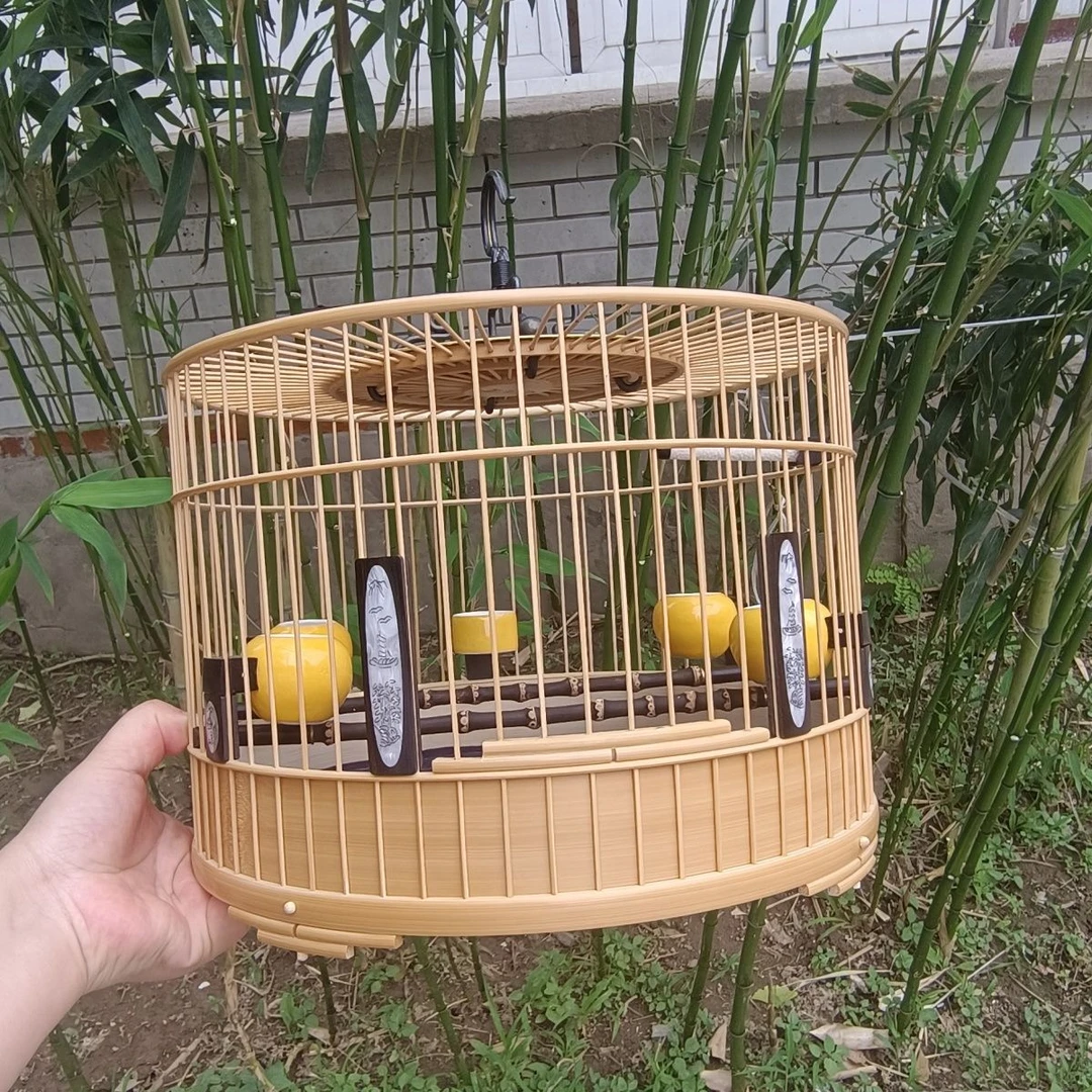 大外插条小鸟笼全套如图一张!落款李建坤!手工制作!结实耐用!