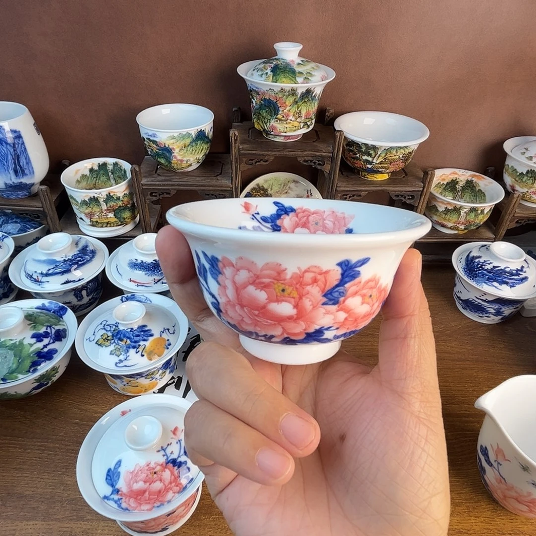 忠意堂釉下彩红牡丹