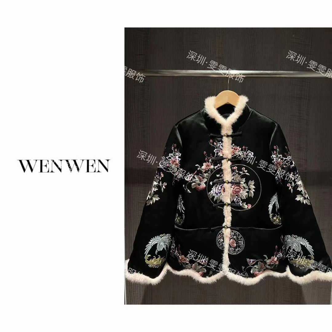 WENWEN/23SS【“花前月下”新中式重工刺绣时尚加厚羽绒服】YRF0007