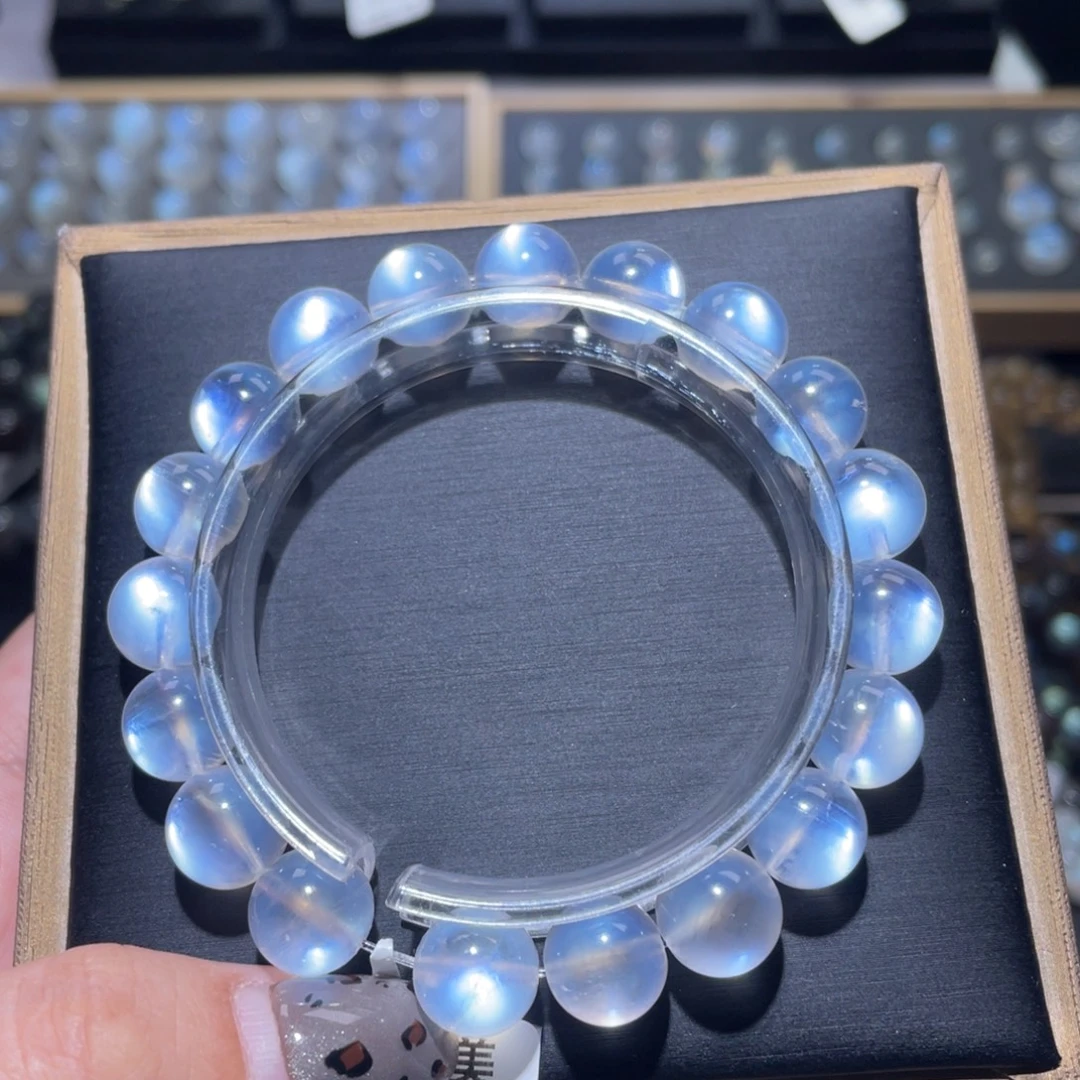 长石手链未镶嵌灯泡光蓝月光手链10.5mm+