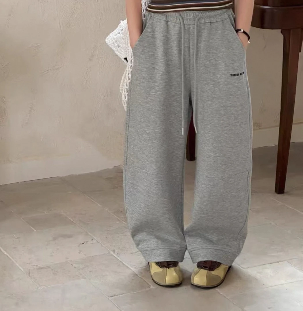 KAMIpI春季中大童弯刀卫裤女童休闲裤32501长裤宽松阔腿裤