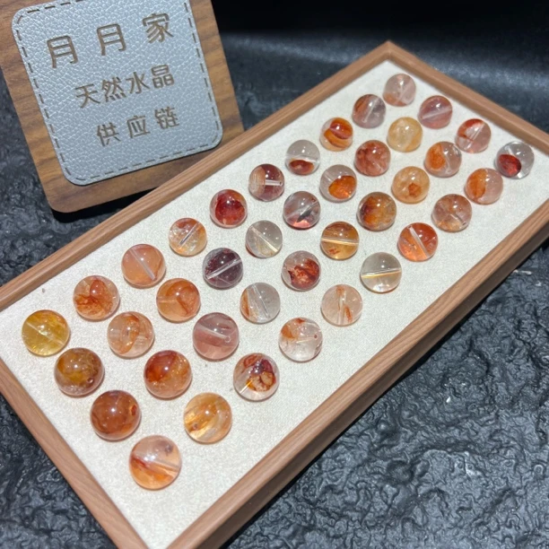 【月月家】Q083天然水晶 高品红胶花通孔单珠 多样性发其一