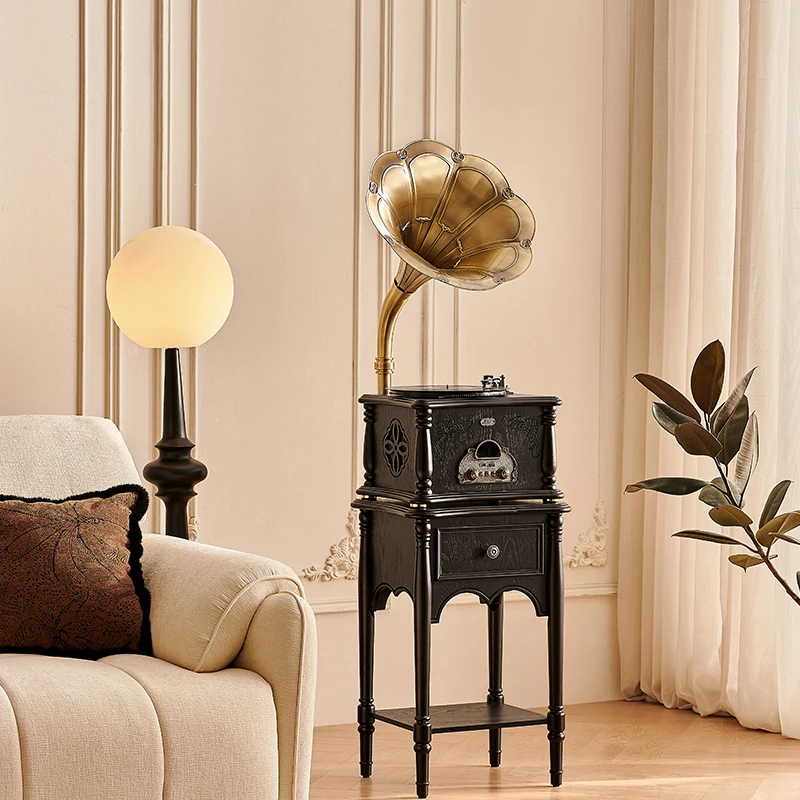 法式复古留声机客厅家用中古风黑胶唱片机仿古电唱机蓝牙音响摆件