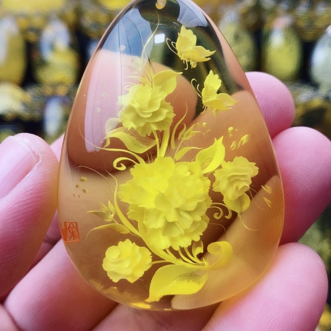 【闪购商品】金珀颈饰未镶嵌琥珀阴雕