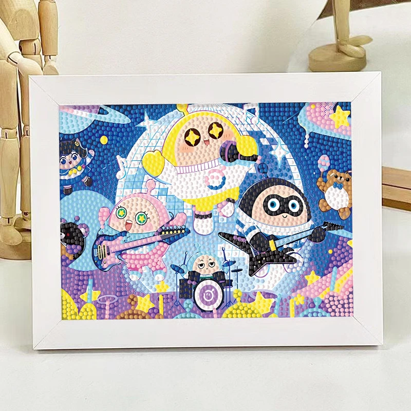 蛋仔钻石贴画儿童手工diy材料包卡通皮卡丘机器猫钻石画益智玩具
