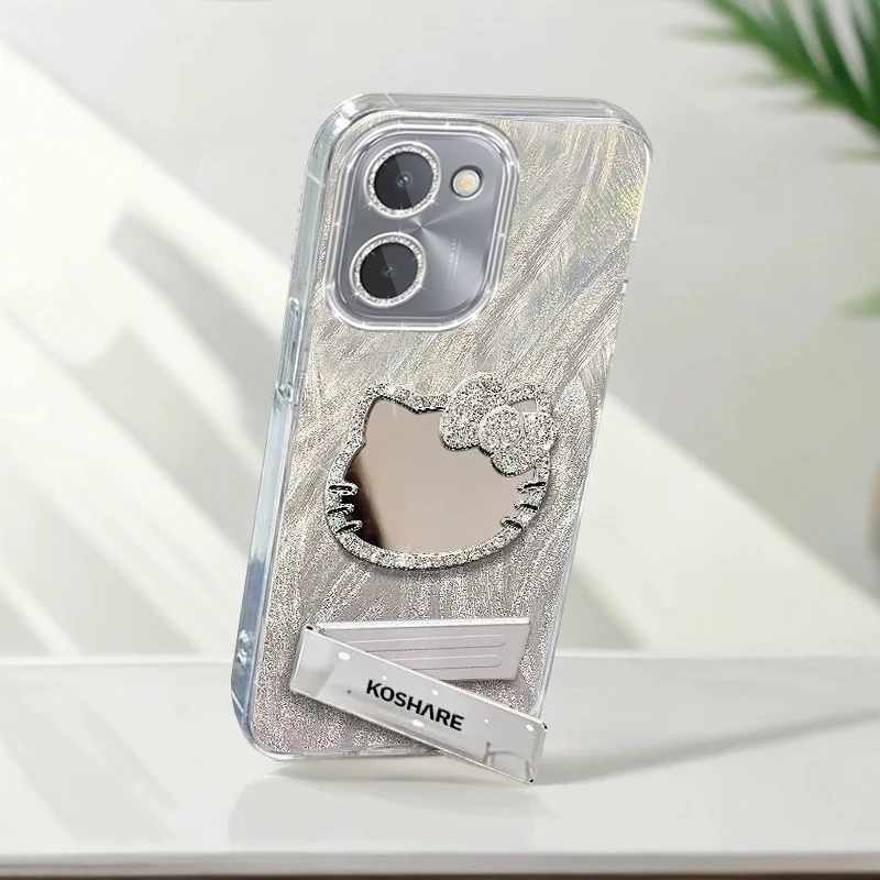 自带镜头膜VIVOY100i手机壳V2279A软壳y100i镶钻kt猫镜子羽纱保护