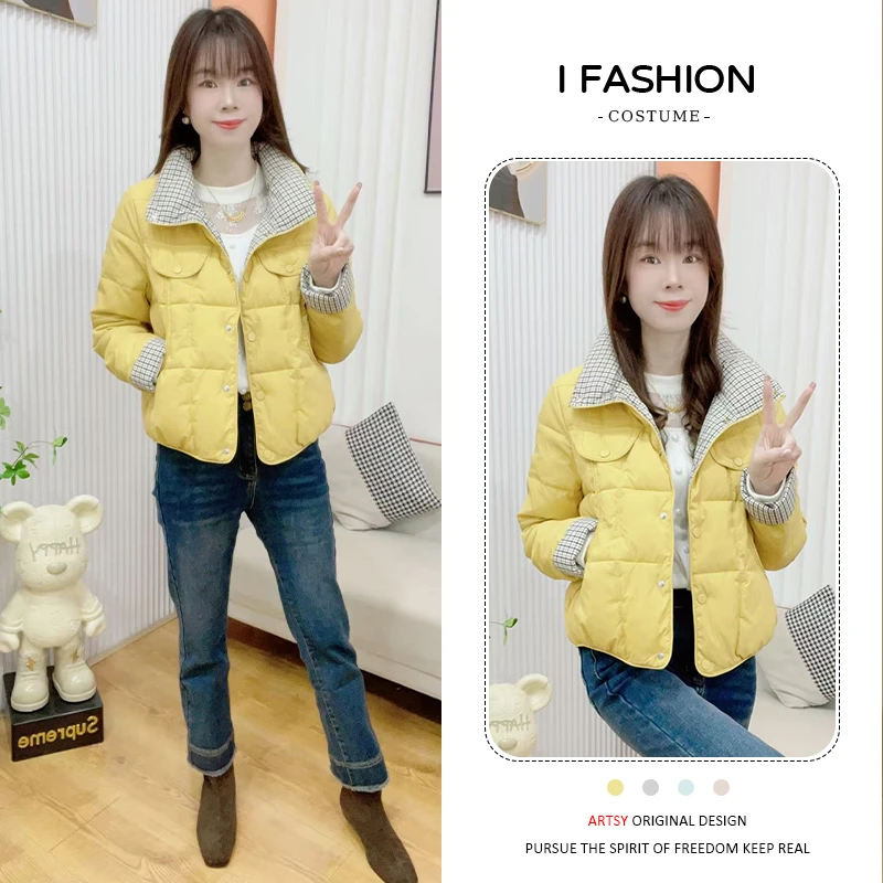 小个子洋气时尚短款棉服女2025年冬季新款显瘦立领单排扣棉衣外套