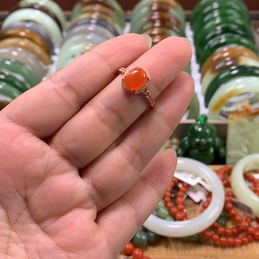 银S925镶嵌戒指南红玛瑙