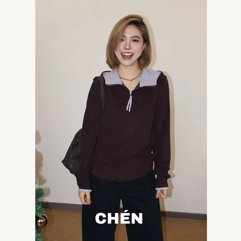 【朱迪】晨总自制休闲百搭韩版连帽磨毛秋冬保暖宽松卫衣女