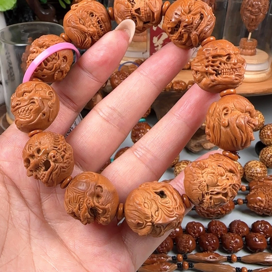 手串/手链橄榄核宽2.1梅林鸡血红核镂空向死而生佛爷恶僧