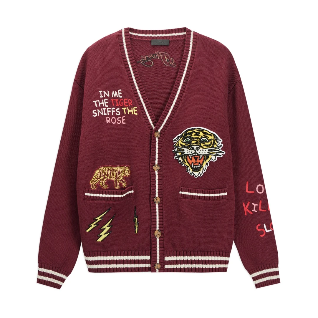 Ed Hardy/埃德哈迪慵懒风小众高级感绵羊毛针织开衫E1QDM106