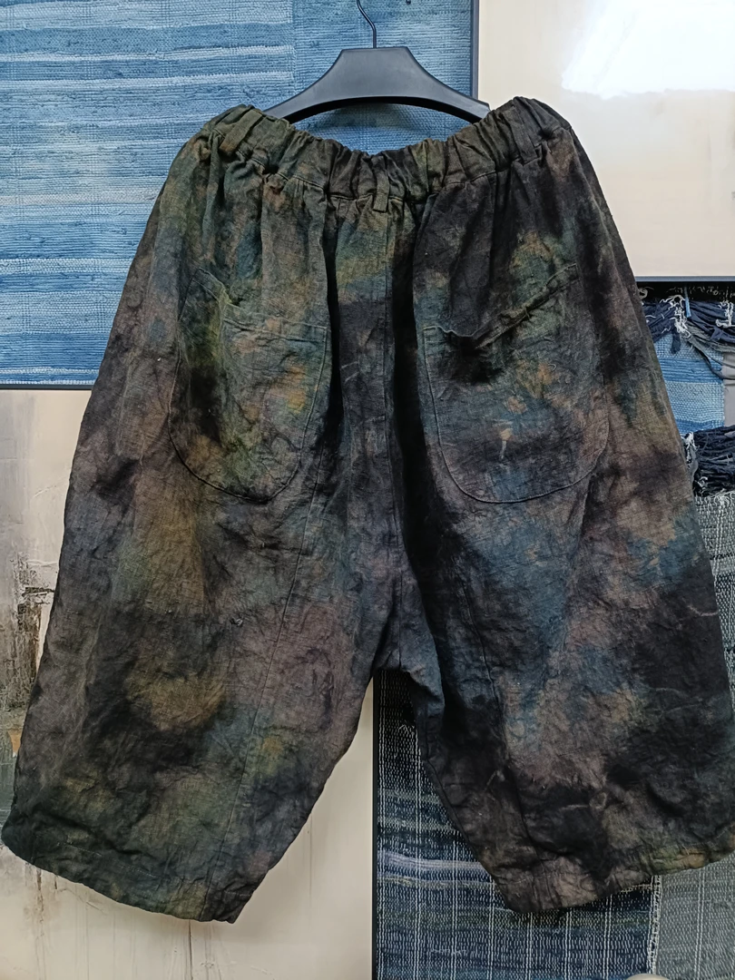 植物染色老布裤子（裤长82厘米）