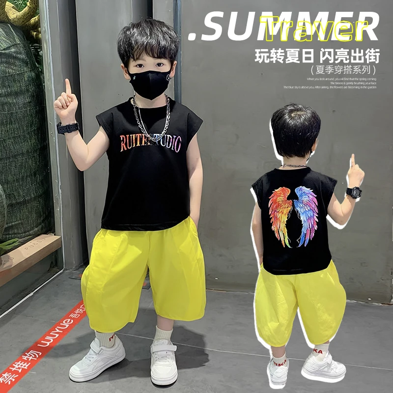 男童夏季背心套装2025新款痞帅宝宝无袖衣服潮儿童薄款夏装两件套