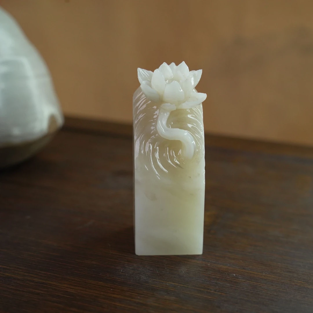 老挝白色荷花印章（以直播为准，尺寸询问客服）