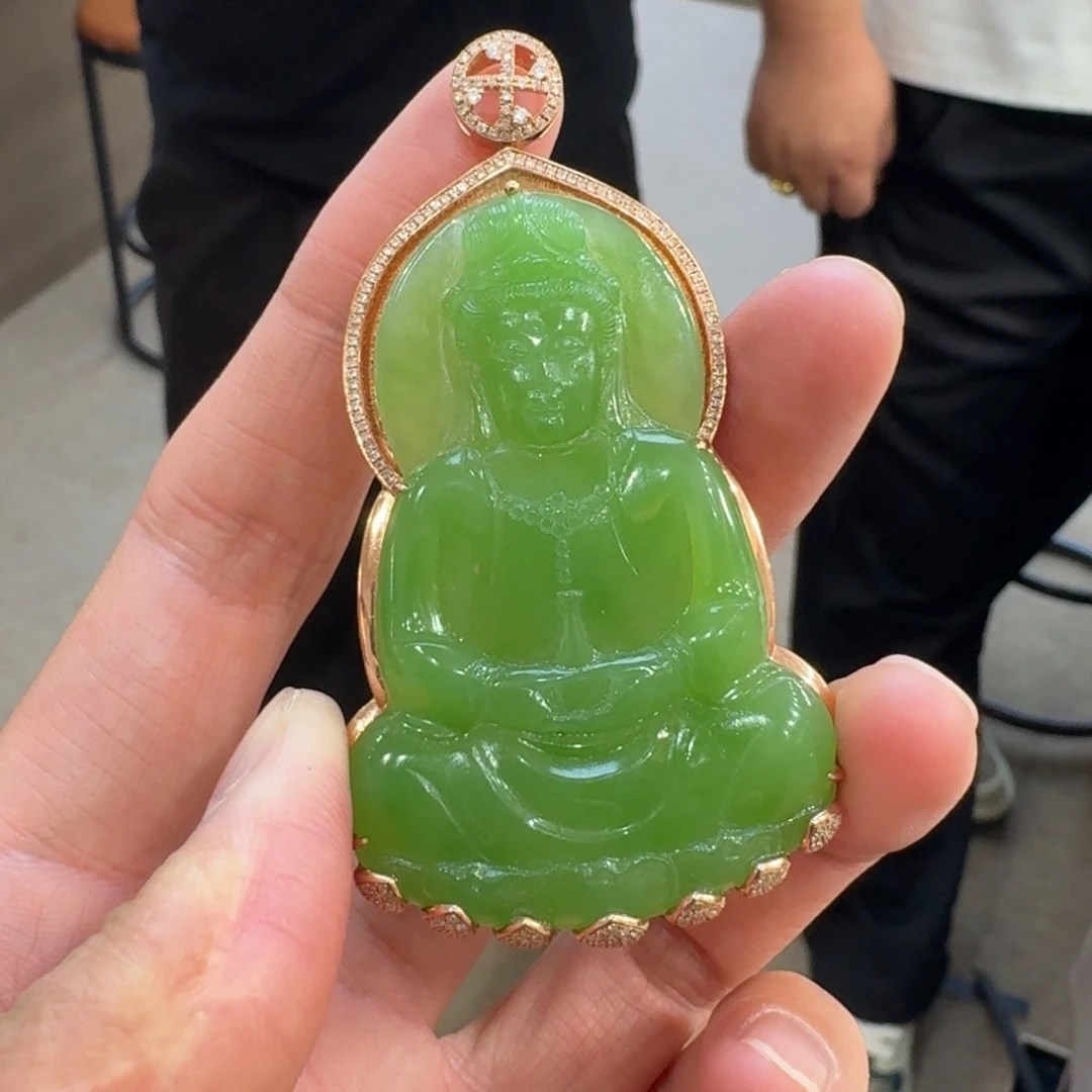 和田玉18K金镶嵌颈饰1224残暴哥代购不退