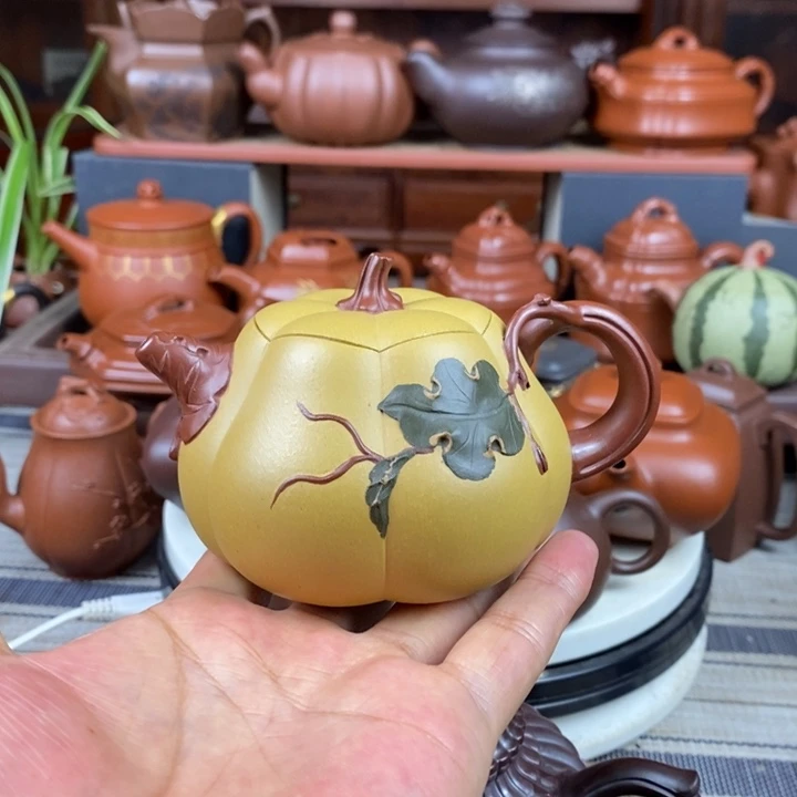 茶壶紫砂南瓜230CC原矿黄金段三色紫砂特价