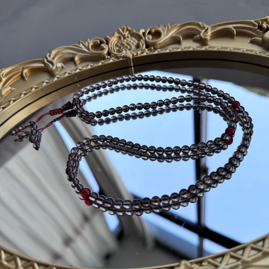 提升事业运守护石 ll 天然水晶茶晶佛珠108 ll 多样性发其一 A09