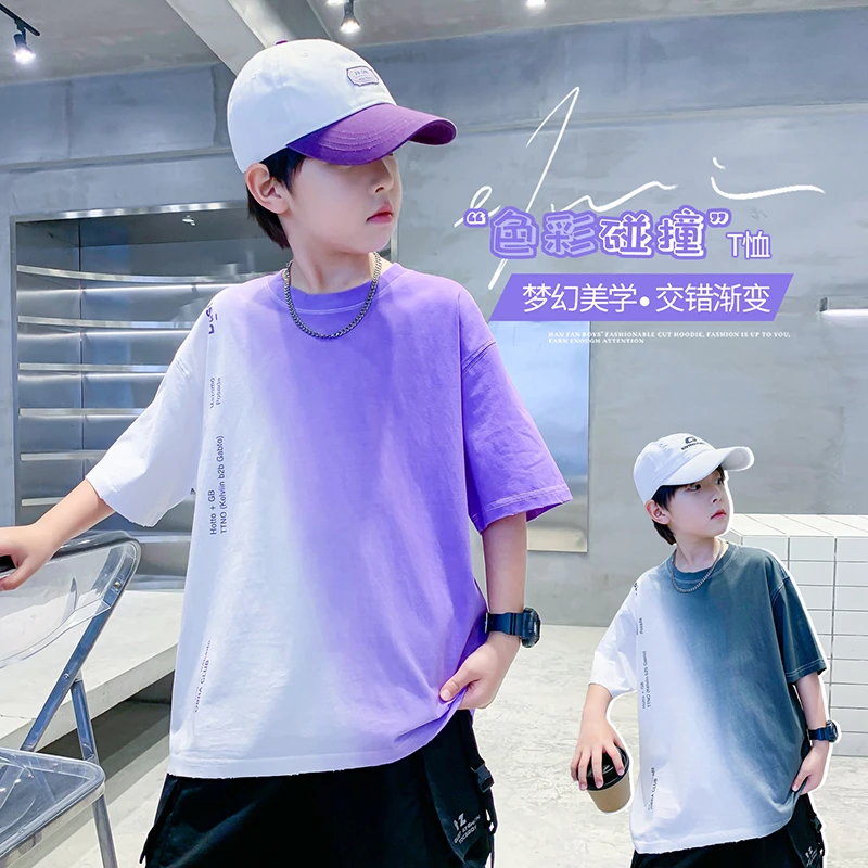 2025男童夏季新款中大童服装印花个性T恤百搭休闲儿童短袖/KK6750