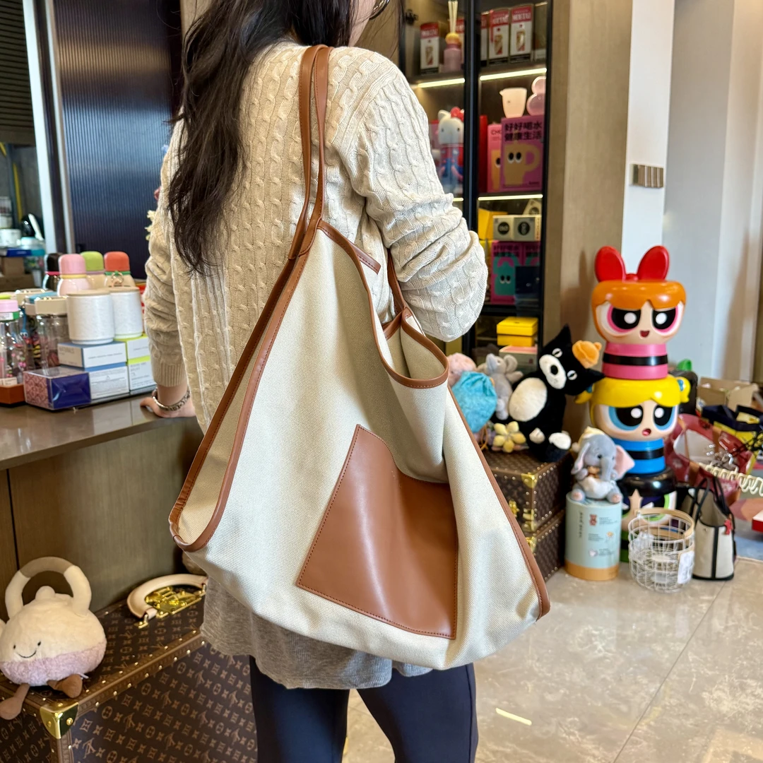 RYOCEAN 多多自留款大号亚麻单肩包42*35*20cm（不含装饰性挂件）