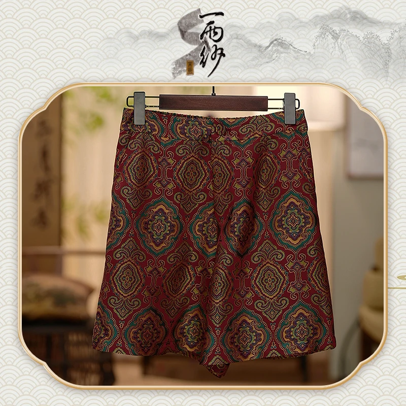 【复古如意●织锦短裤】239718桑蚕丝织锦香云纱短裤子新中式50