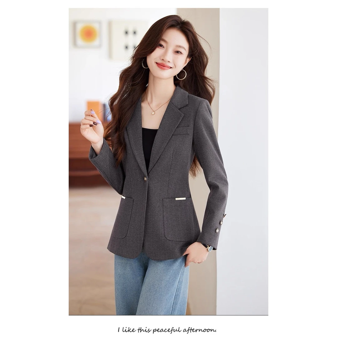 【典雅灰韵】轻奢通勤风毛呢长袖小西装外套拉夏贝尔.8928.MF茗