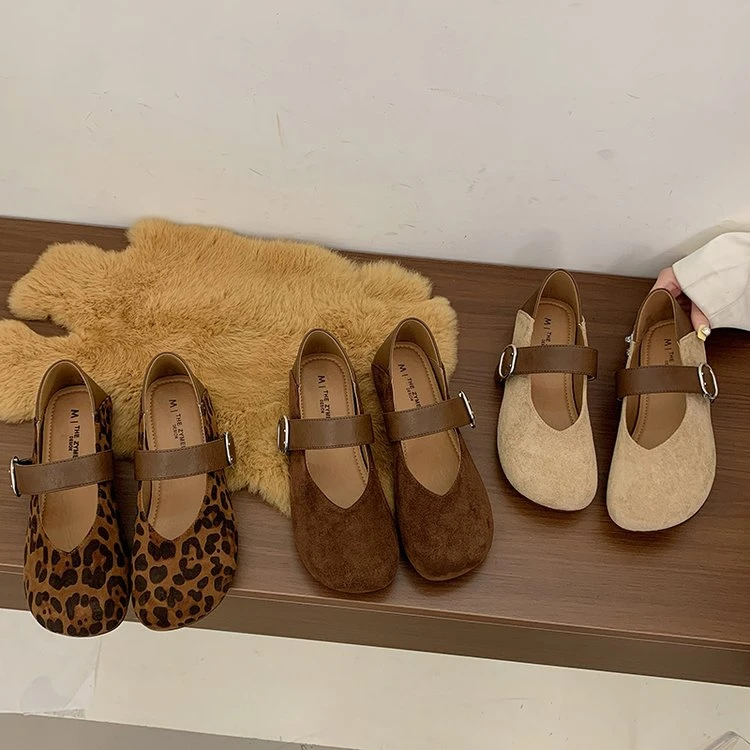 秋季欧版豹纹玛丽珍浅口鞋子单鞋软底时尚百搭软底时尚百搭女鞋