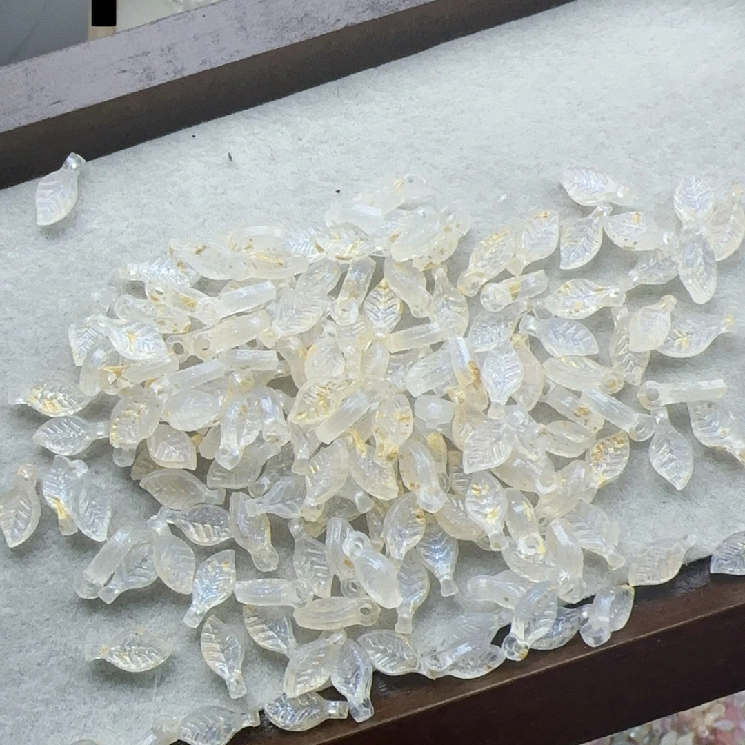 5mm*10mm迷你亚克力磨砂洒金苹果叶diy手工日系小树叶