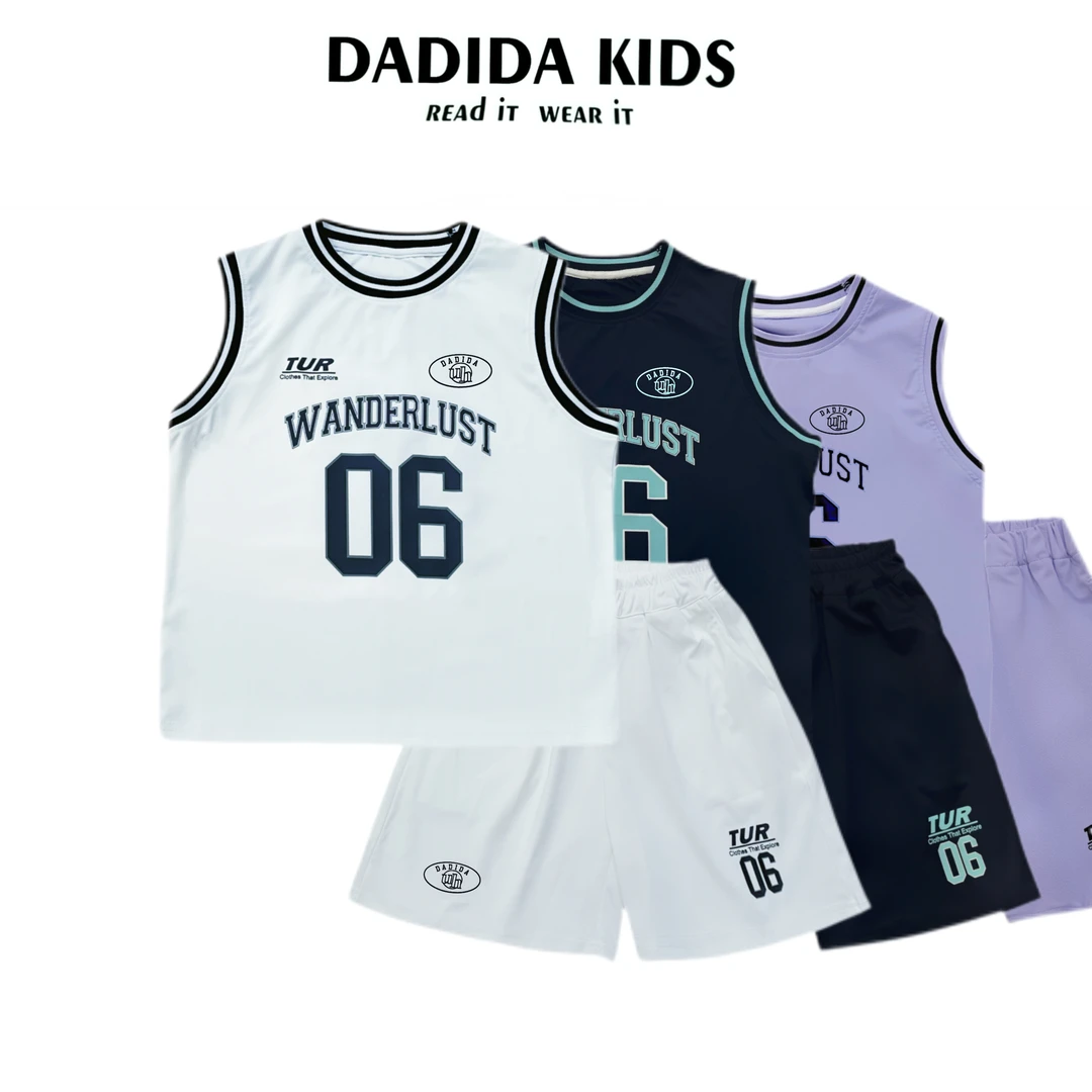 dadida/嗒嘀嗒夏季男童凉感科技休闲运动篮球背心套装805201095