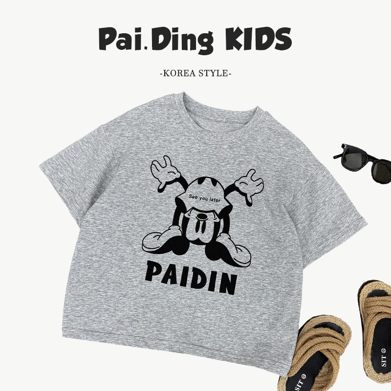 现货-【兔小呗】夏装儿童韩版潮流卡通动漫休闲头短袖T恤HCXZ4283