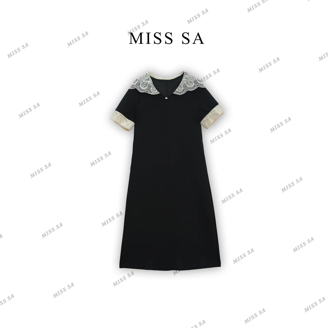 MISS SA 轻奢气质洋气蕾丝拼接撞色设计显瘦连衣裙 25038533