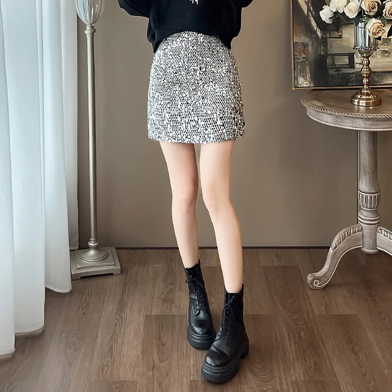 小香风亮片半身裙女早春高腰包臀裙短裙2025新款小个子气质a字裙