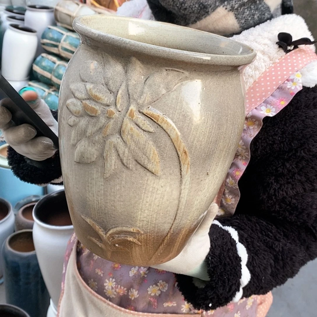 紫砂花盆瑕疵口20高25