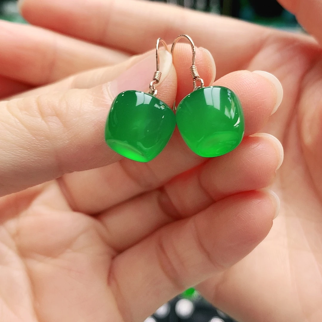 玛瑙/玉髓银S925镶嵌耳钉